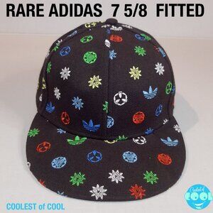 Adidas logo hat fitted size 7 5/8 Black with multi color logos great condition